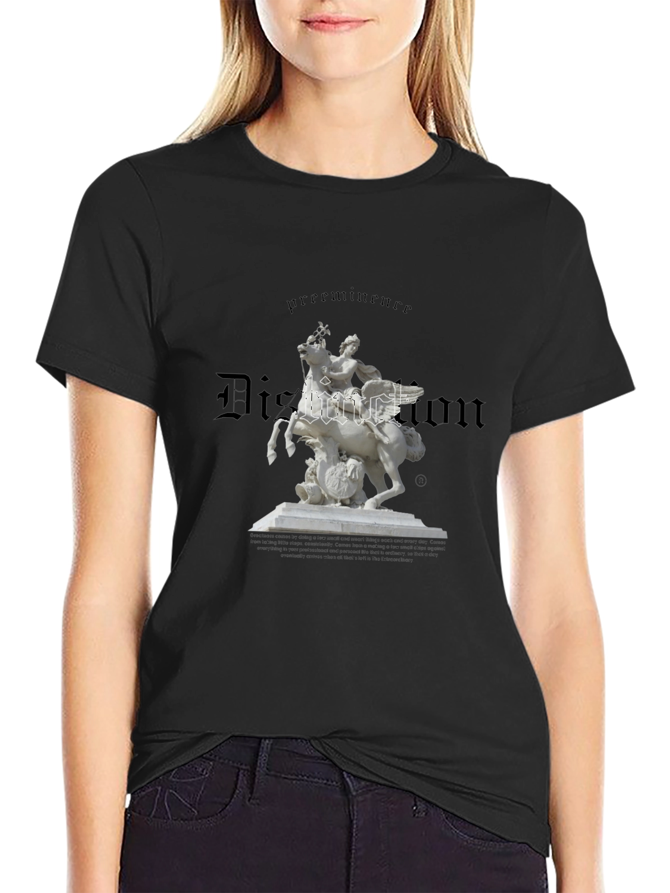 Black Statue Graphic Tee - Premium Cotton Blend view 2