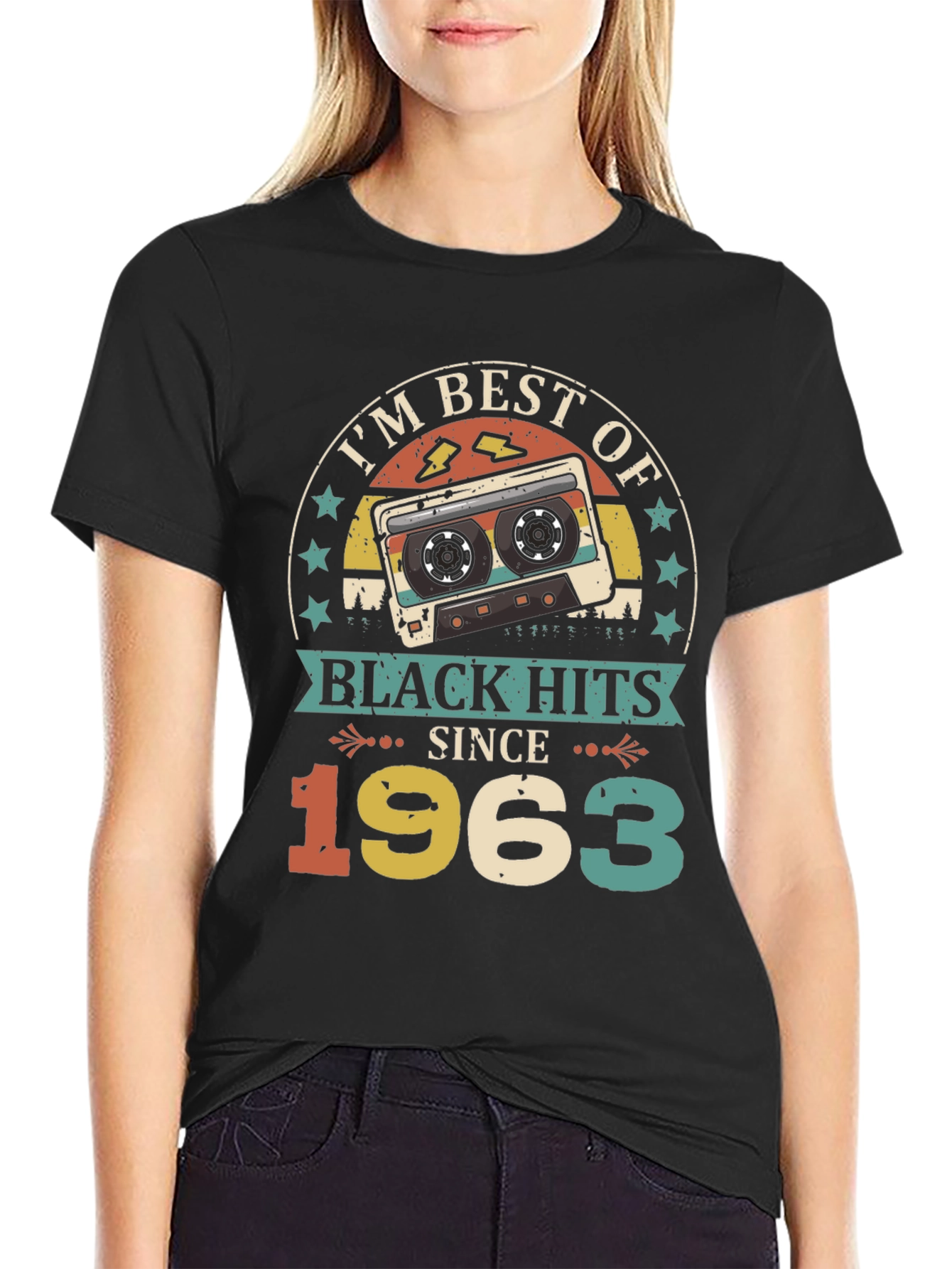 Black Best of Black Hits Since 1963 Cassette Tape T-Shirt view 2