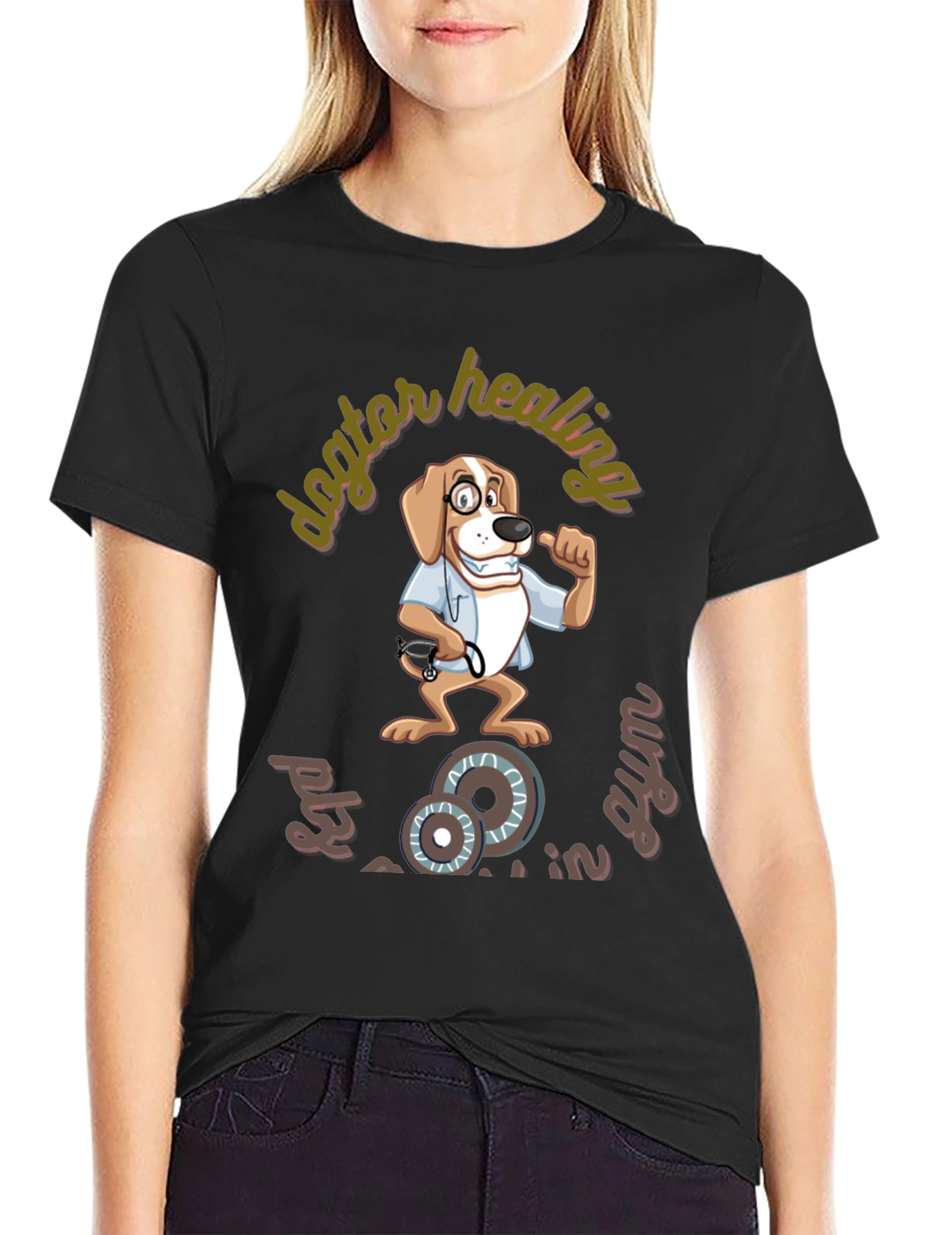 Black Doctor Healing Dog Gym T-Shirt view 2