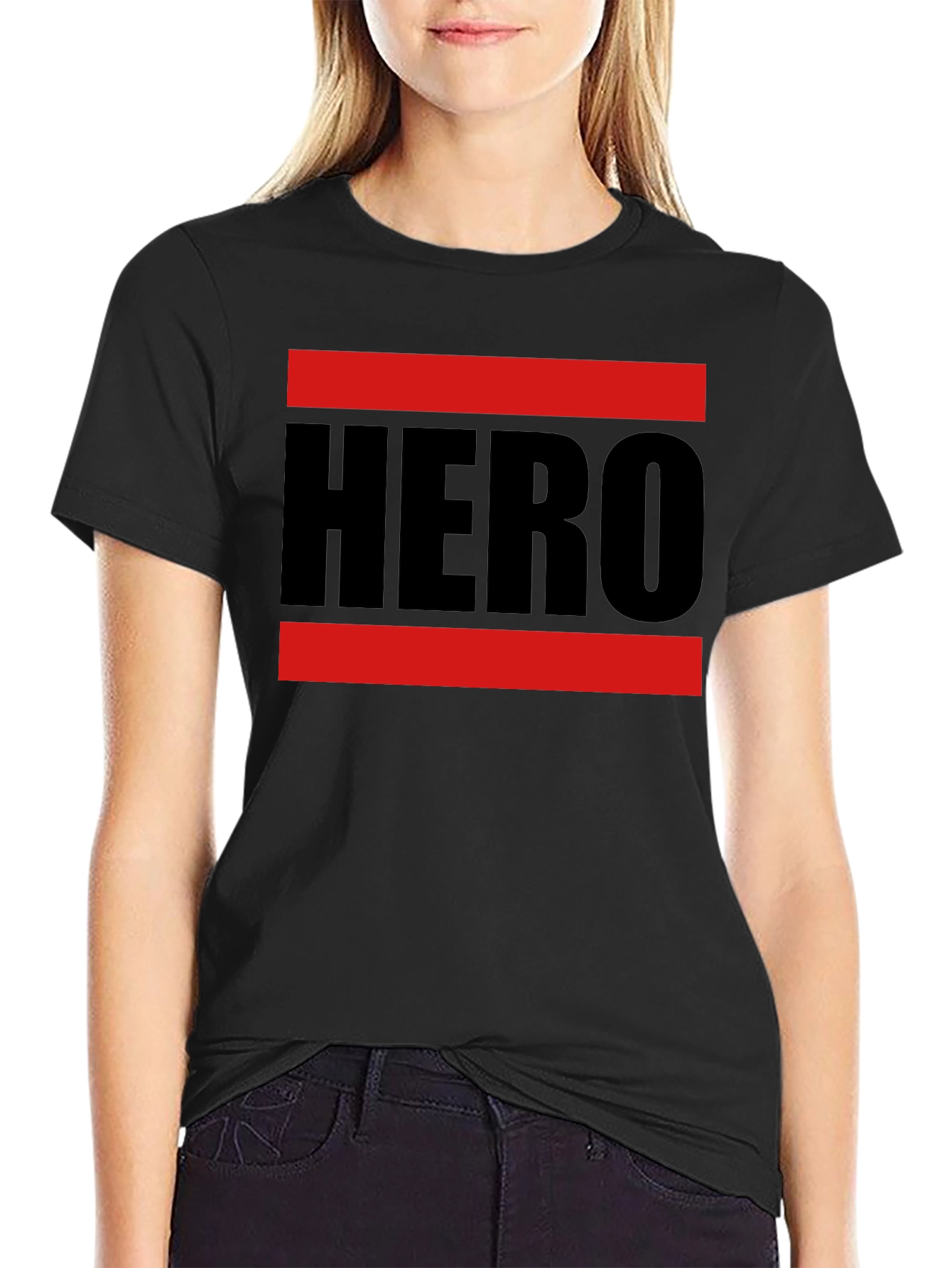 Black HERO Graphic Tee - Bold Statement Shirt view 2