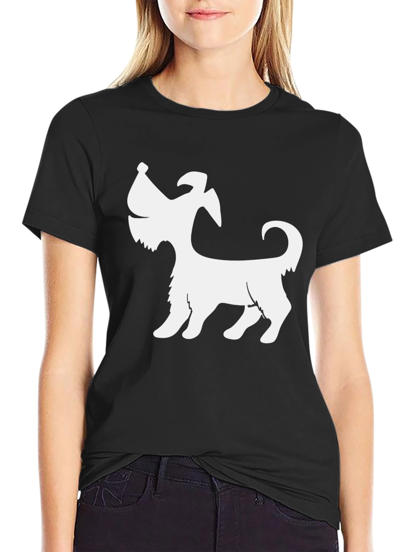 Black Dog Silhouette Black T-Shirt view 2