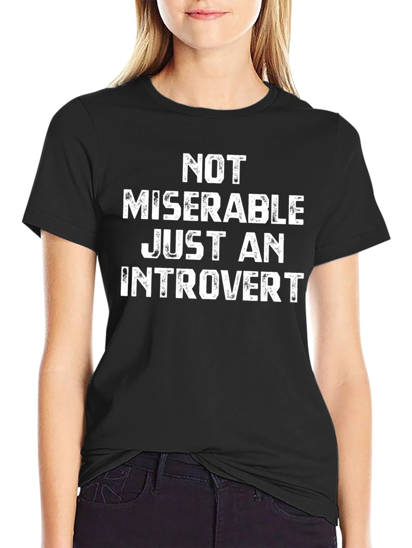 Black Introvert Tee - Not Miserable Funny Slogan T-Shirt view 2