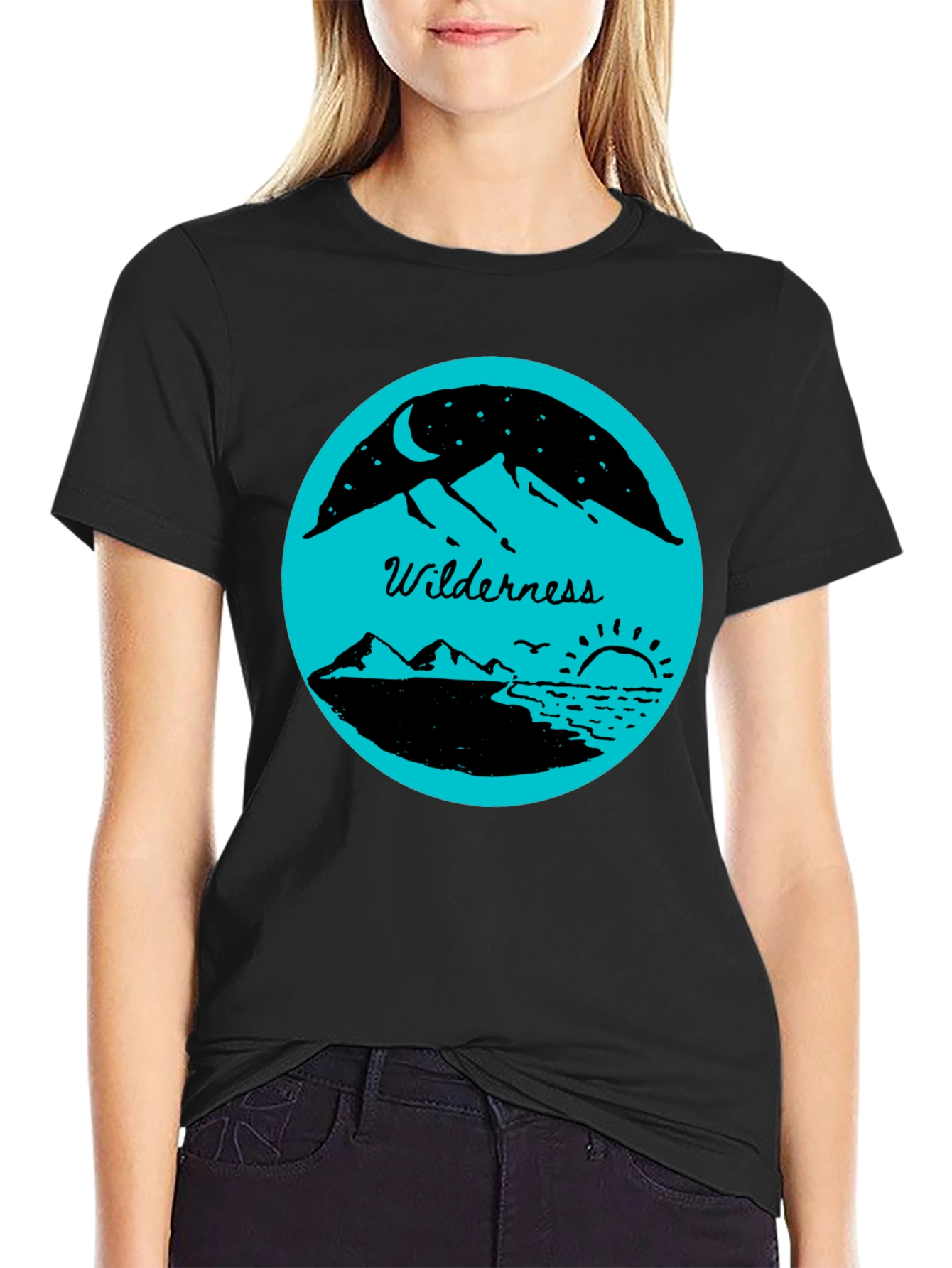 Black Wilderness Graphic Tee - Black Cotton Blend view 2