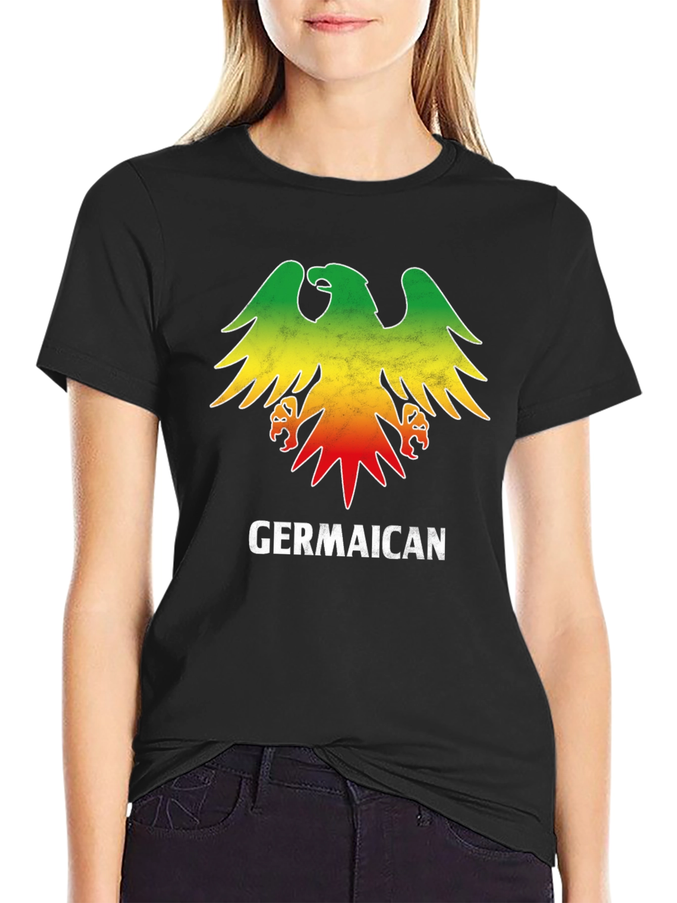 Germaican T-Shirt - German Jamaican Flag Eagle - 2