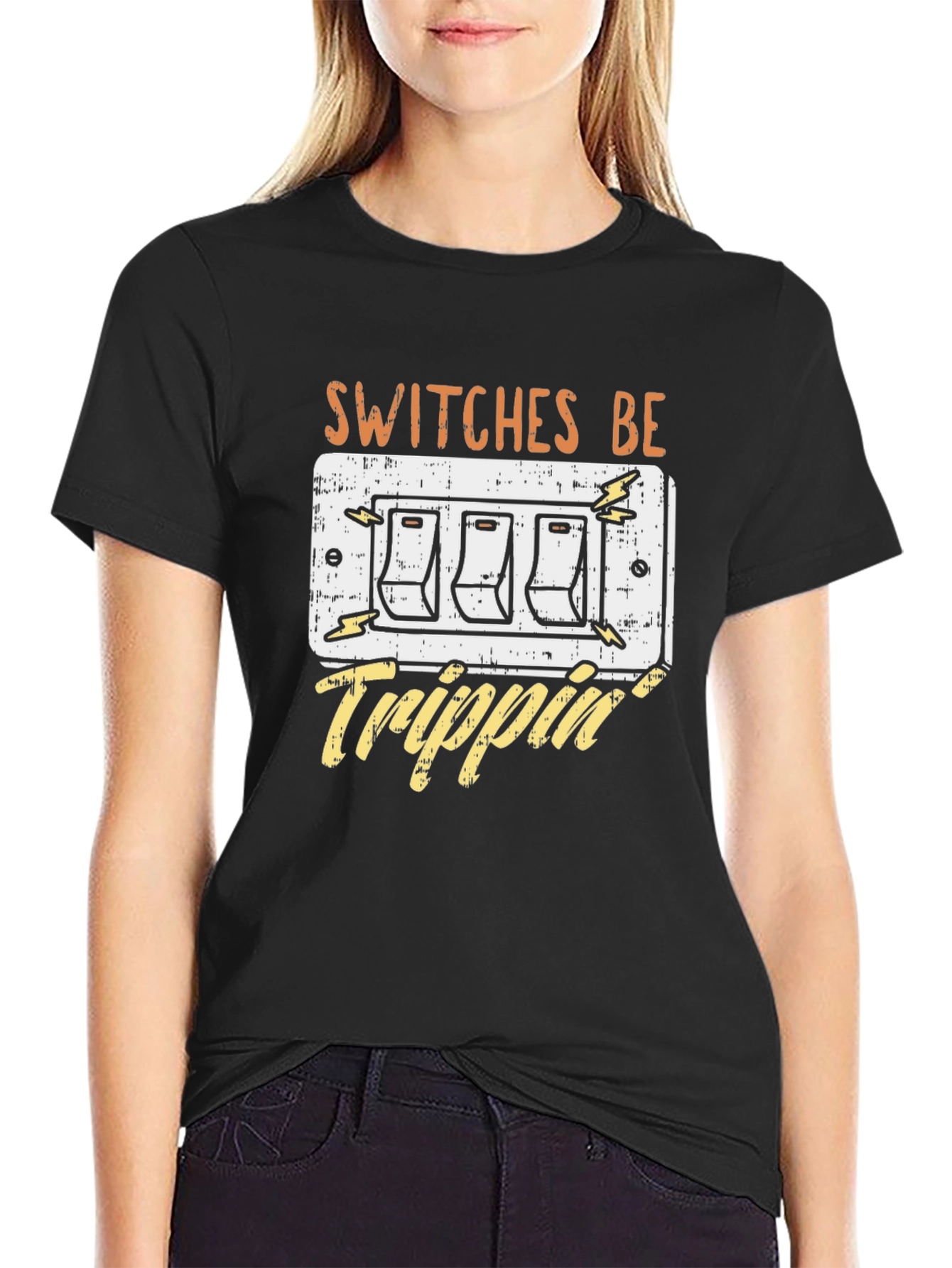 Black Switches Be Trippin' Funny Graphic T-Shirt view 2
