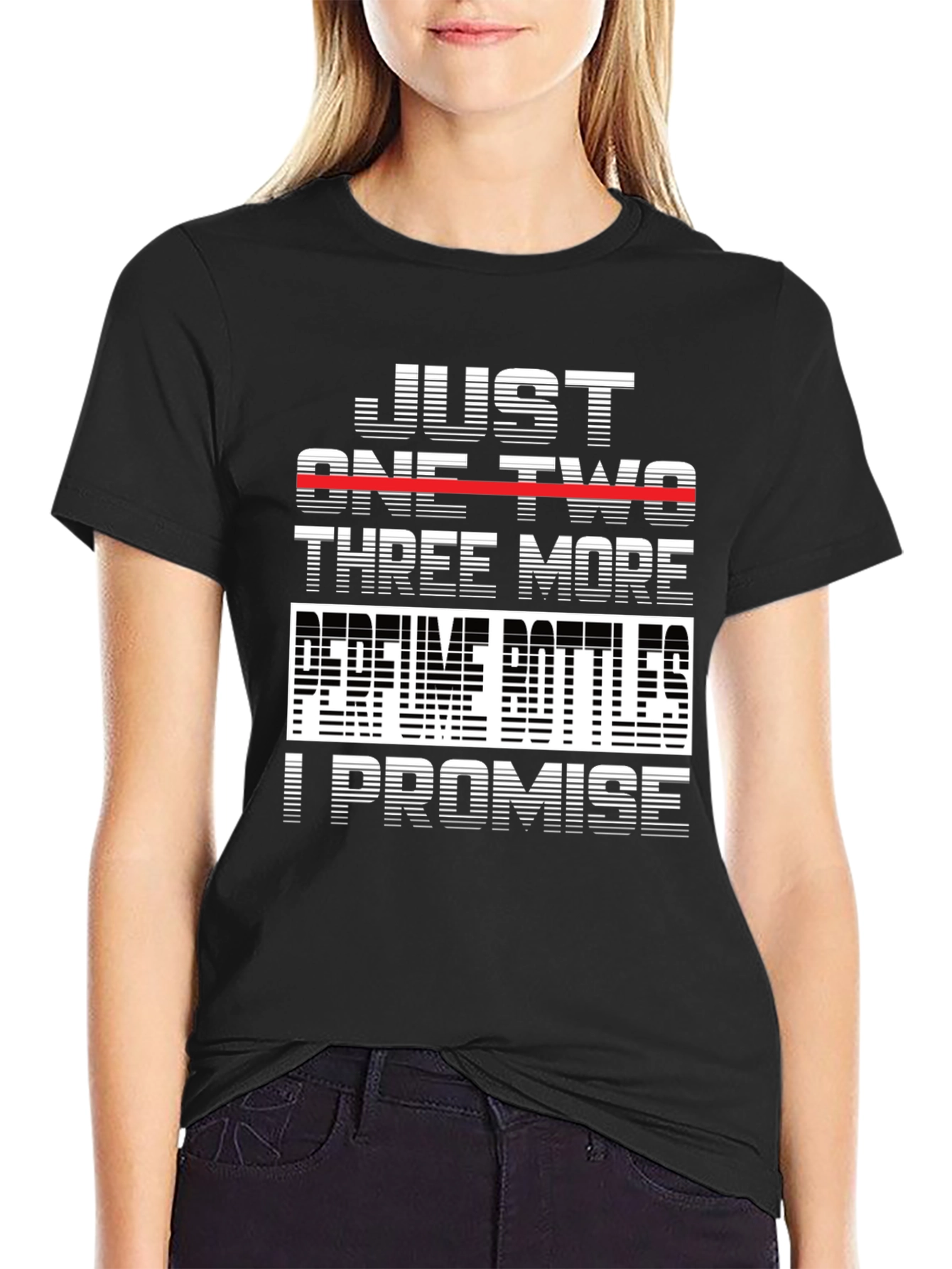 Black Perfume Bottles Promise T-Shirt - Funny Graphic Tee view 2