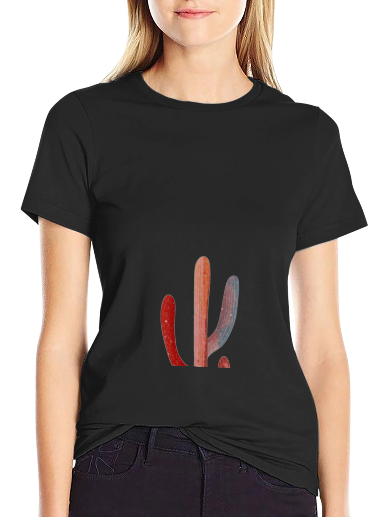 Black Cactus Graphic Print Black T-Shirt view 2