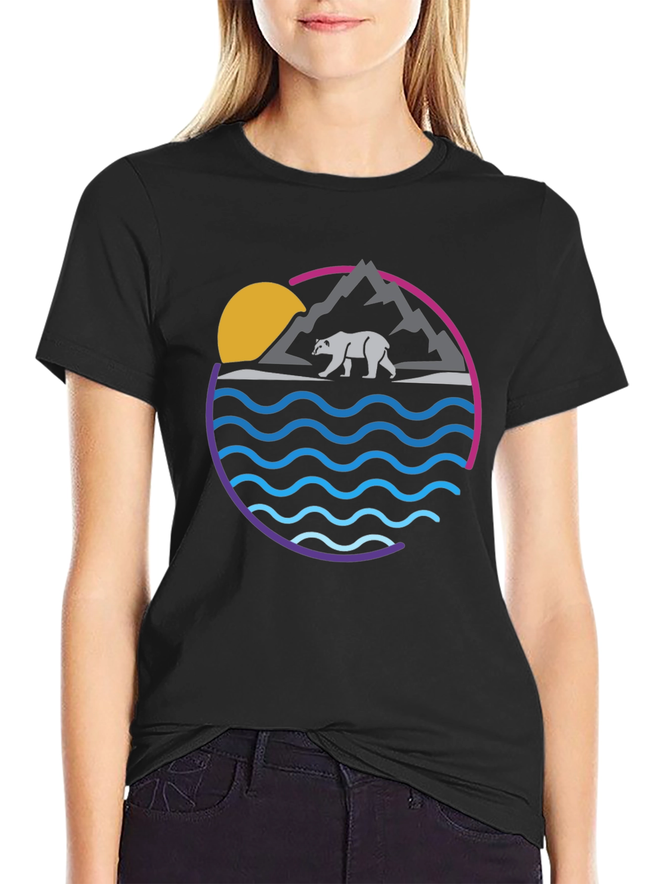 Bear Mountain Wave Graphic Tee - Cool Nature Shirt - 2