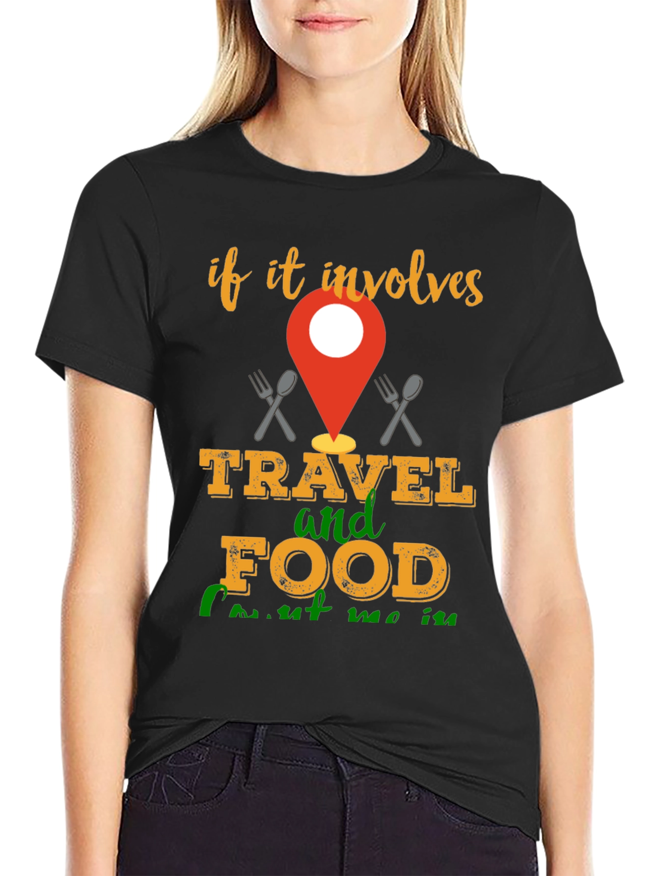 Black Travel & Food T-Shirt - Involve Me! view 2