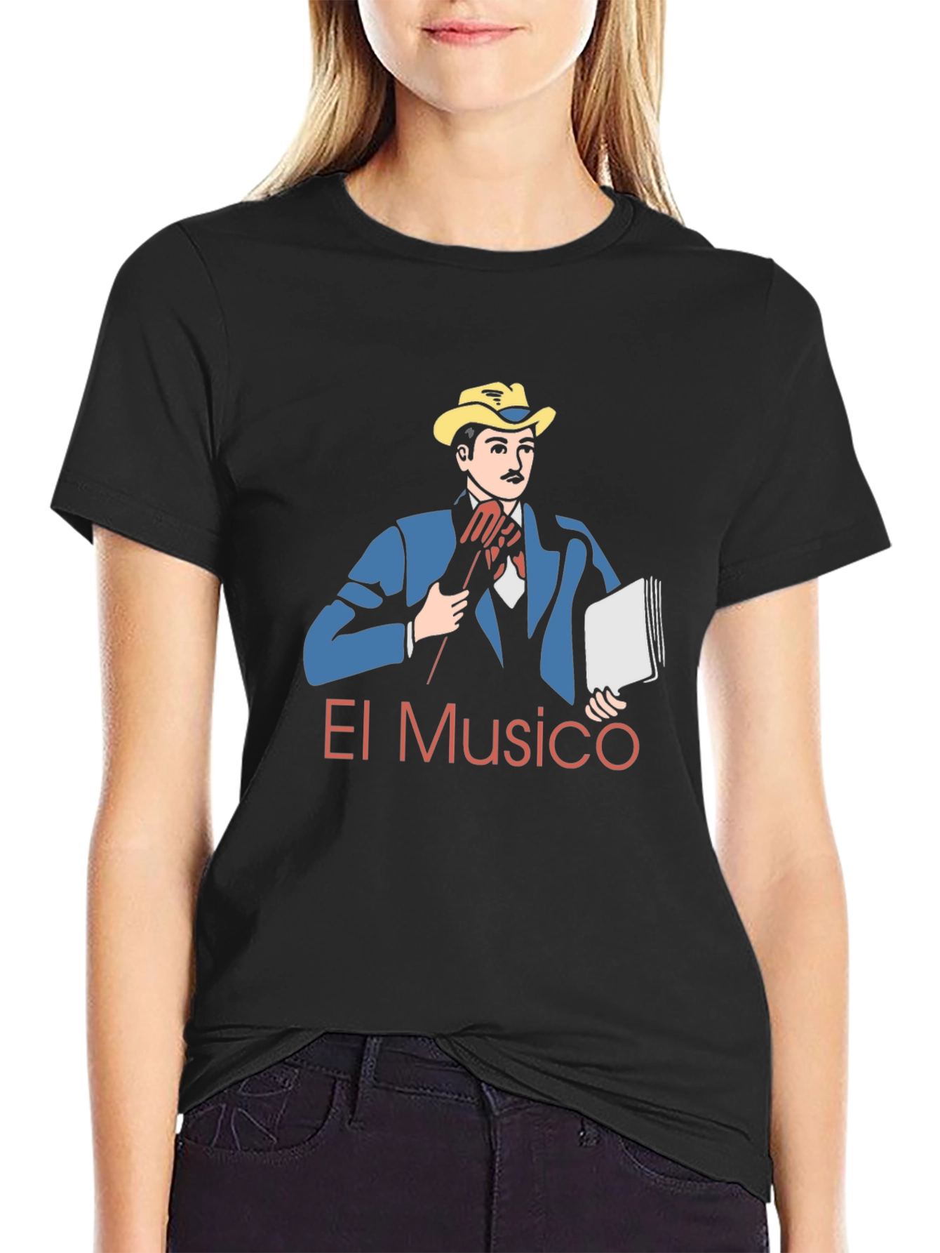 Black El Musico Graphic Tee - Stylish Musician Design view 2