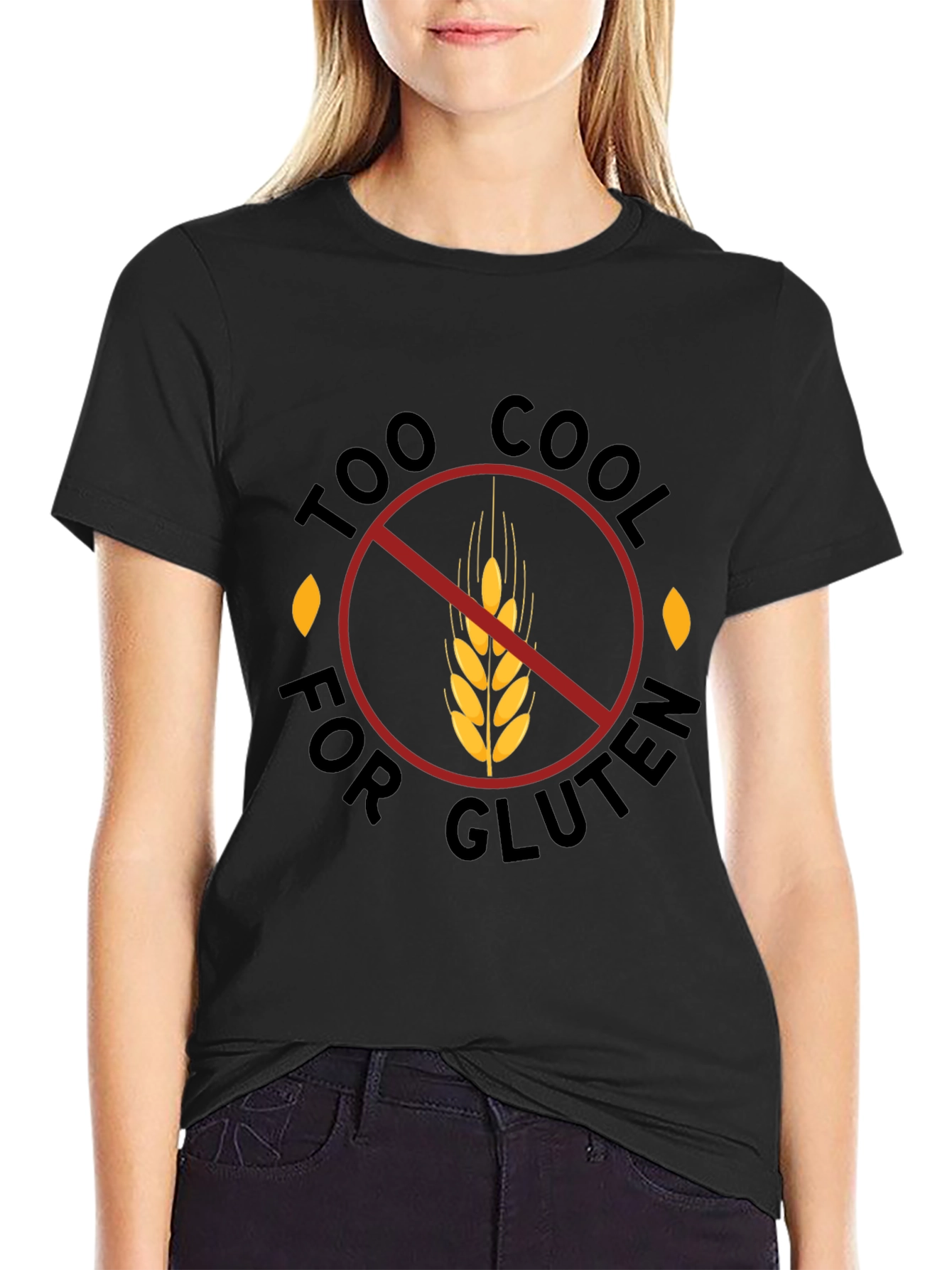 Black Too Cool for Gluten Black T-Shirt - Gluten Free view 2
