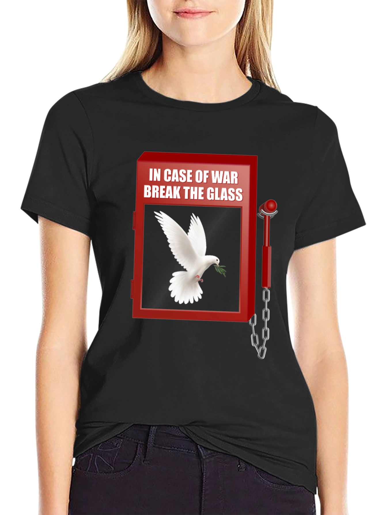 Black Peace Dove T-Shirt - Break Glass In Case of War view 2