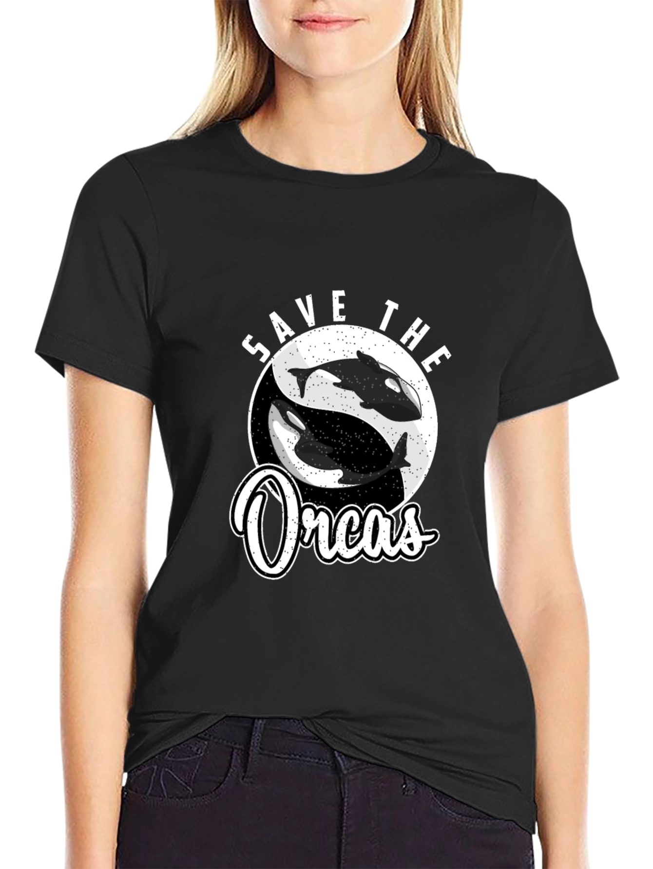 Black Save the Orcas Graphic Tee - Black view 2