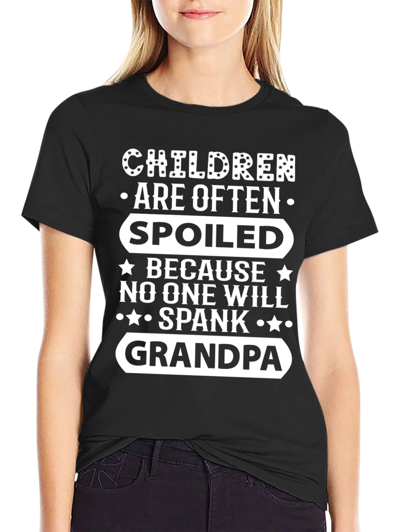 Black Funny Grandpa T-Shirt: Spoiled Children view 2