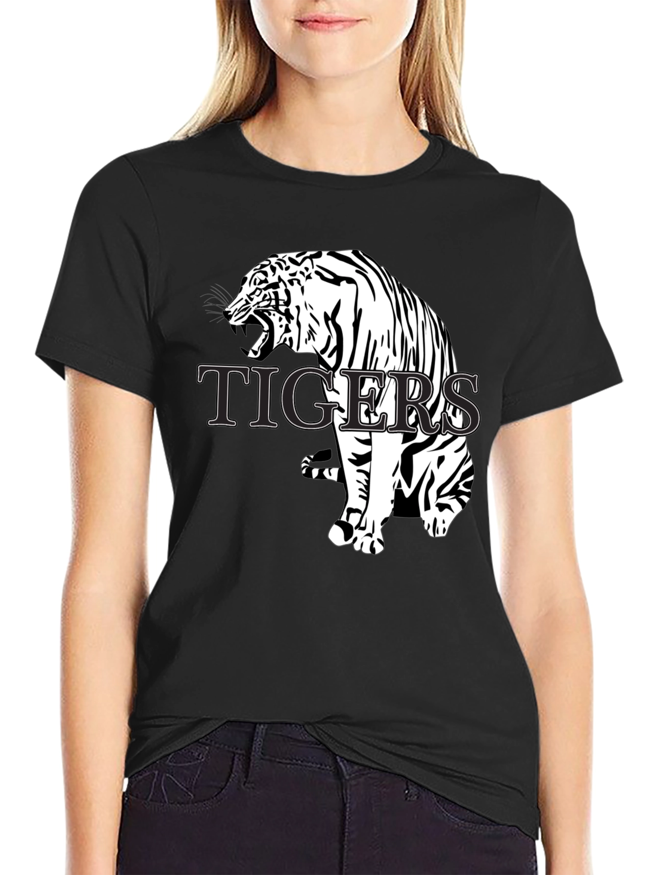 Black Tiger Graphic T-Shirt - Bold Animal Print Tee view 2