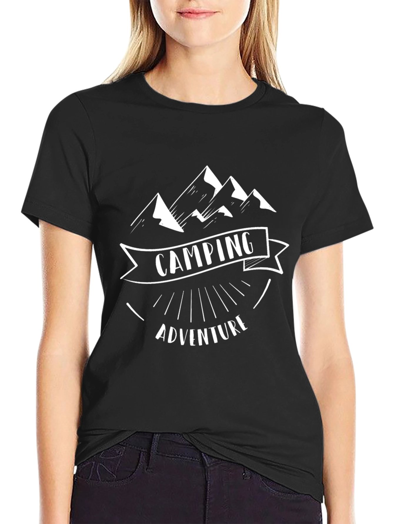 Black Camping Adventure Black T-Shirt view 2