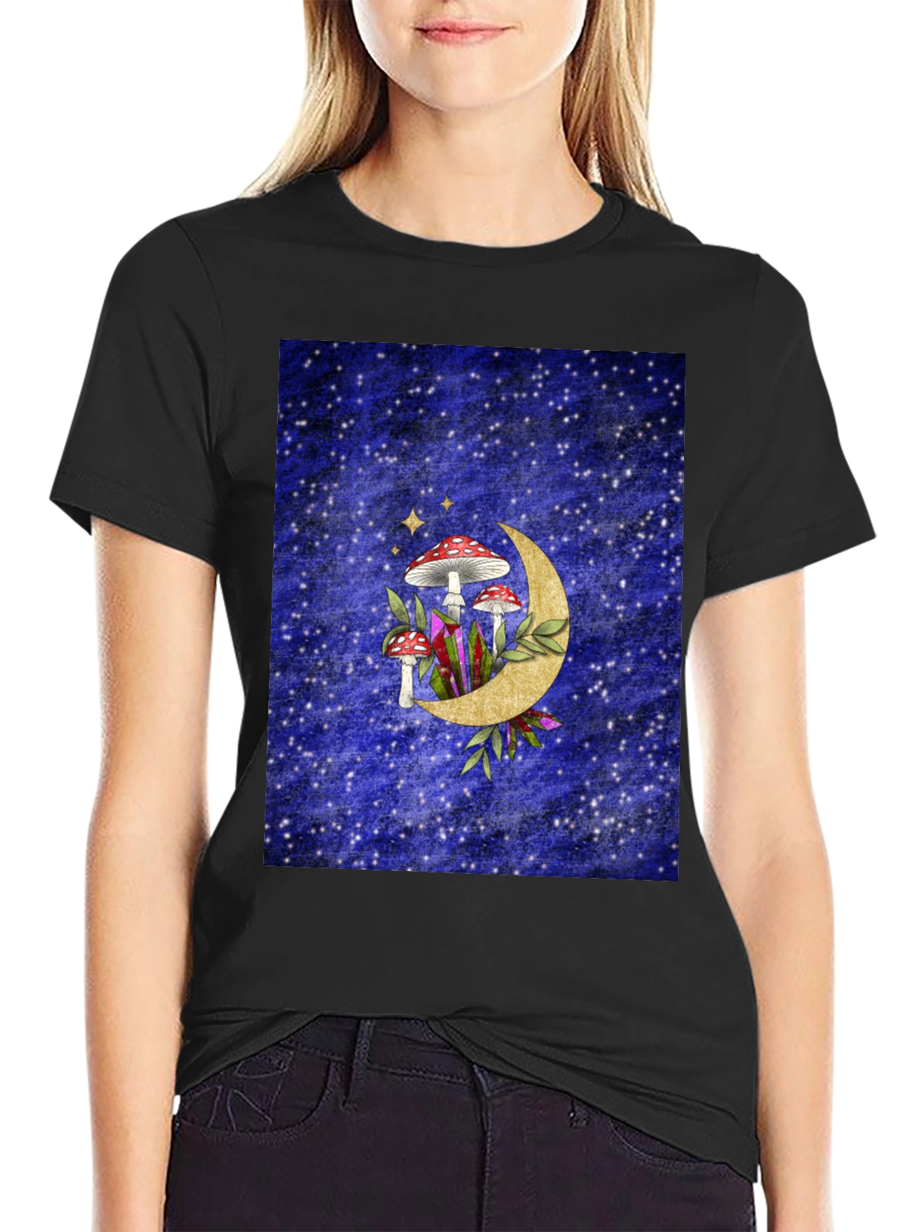 Mushroom Moon Graphic Tee - Mystical Style - 2