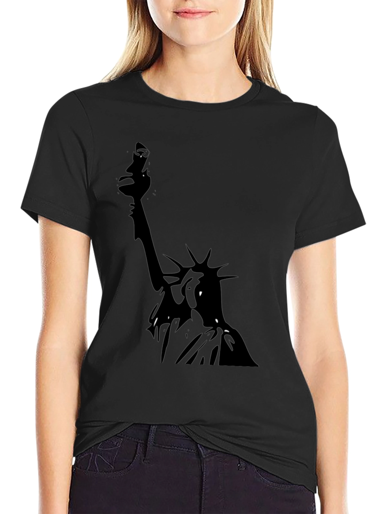 Statue of Liberty Graphic Tee - Black Cotton T-Shirt - 2