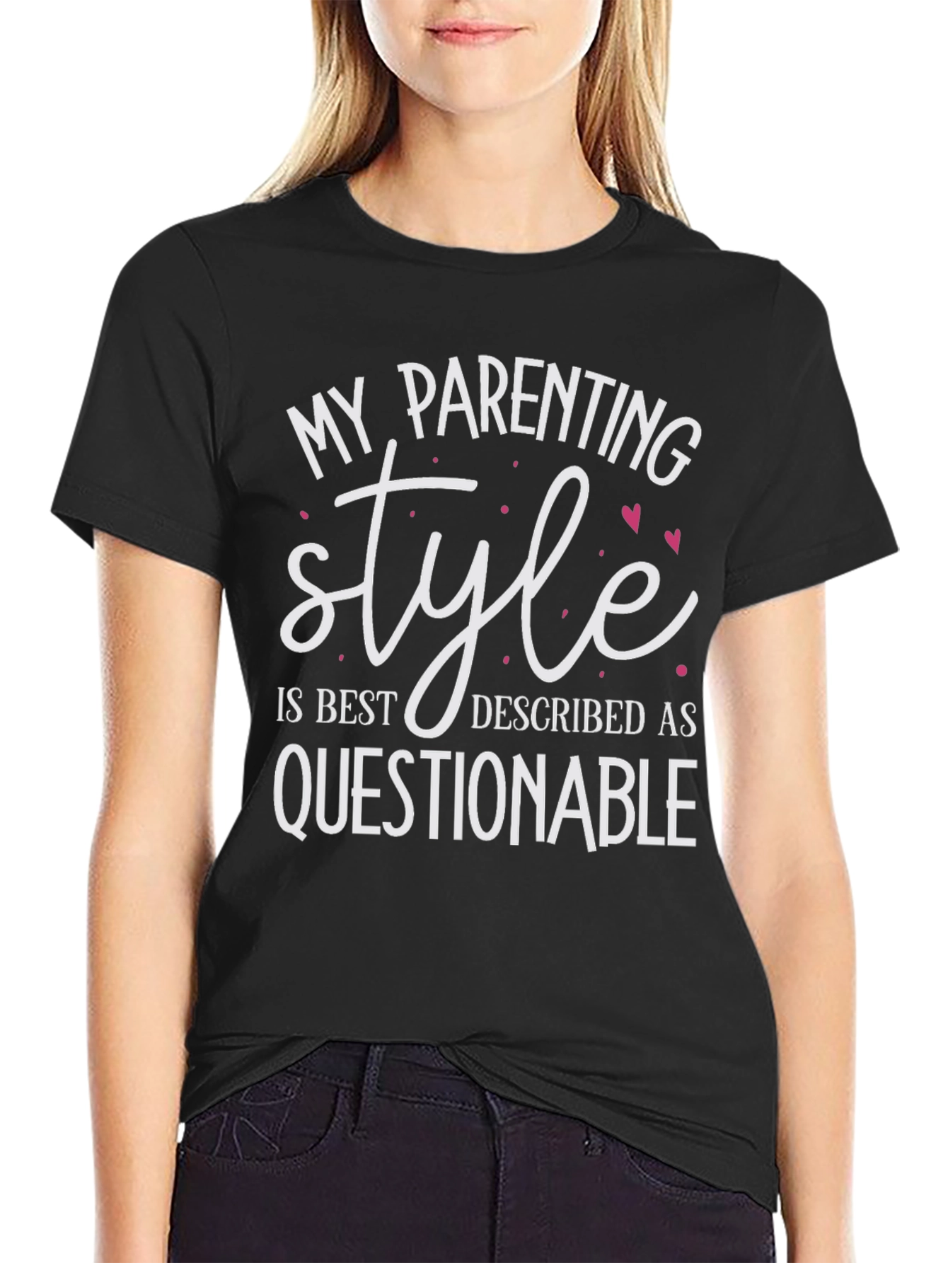 Black Funny Parenting Style T-Shirt view 2
