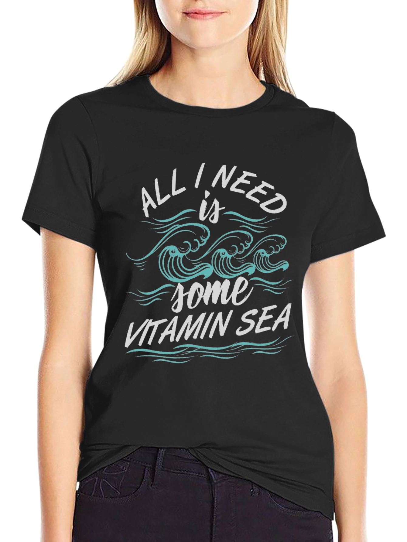 Black Vitamin Sea Graphic Tee - Black Cotton Comfort view 2