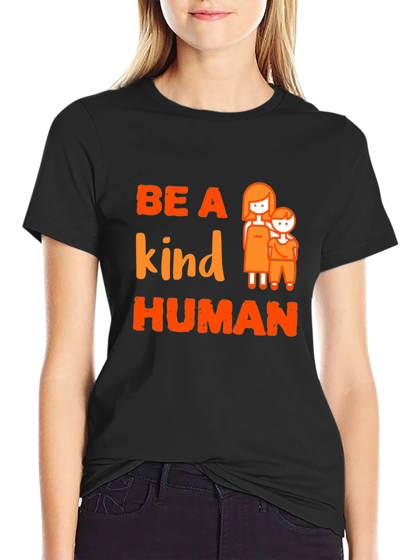 Black Be a Kind Human Graphic Tee view 2