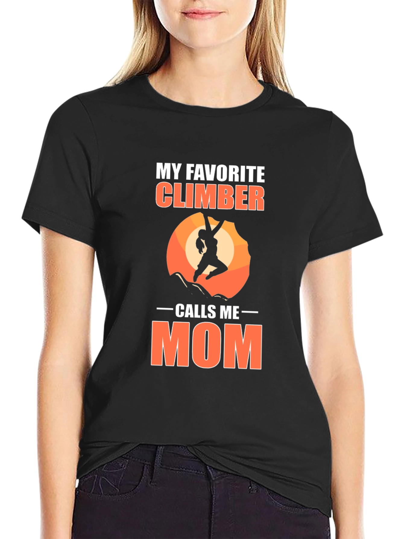 Black My Favorite Climber Calls Me Mom T-Shirt view 2