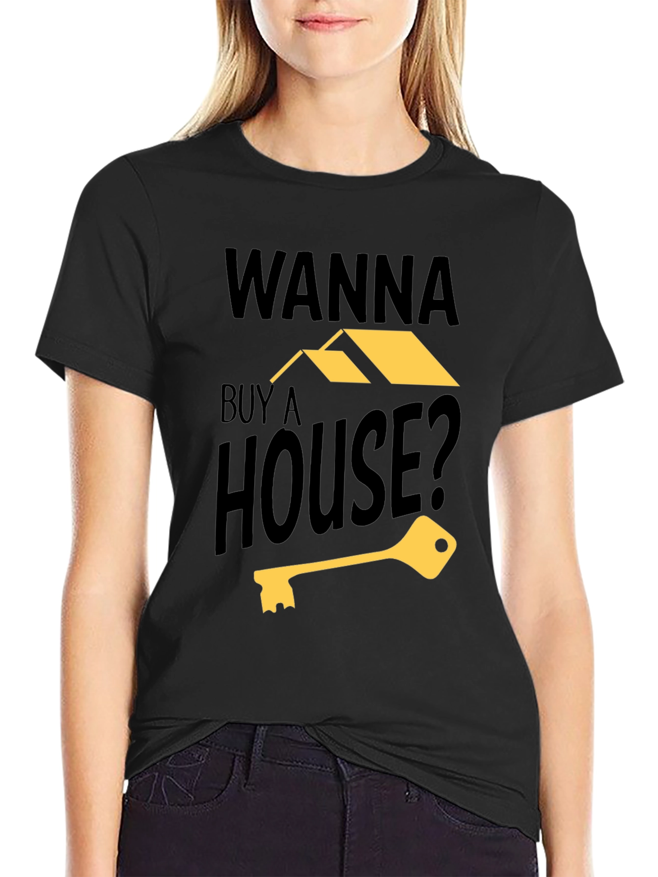 Black Wanna Buy a House? Graphic T-Shirt view 2