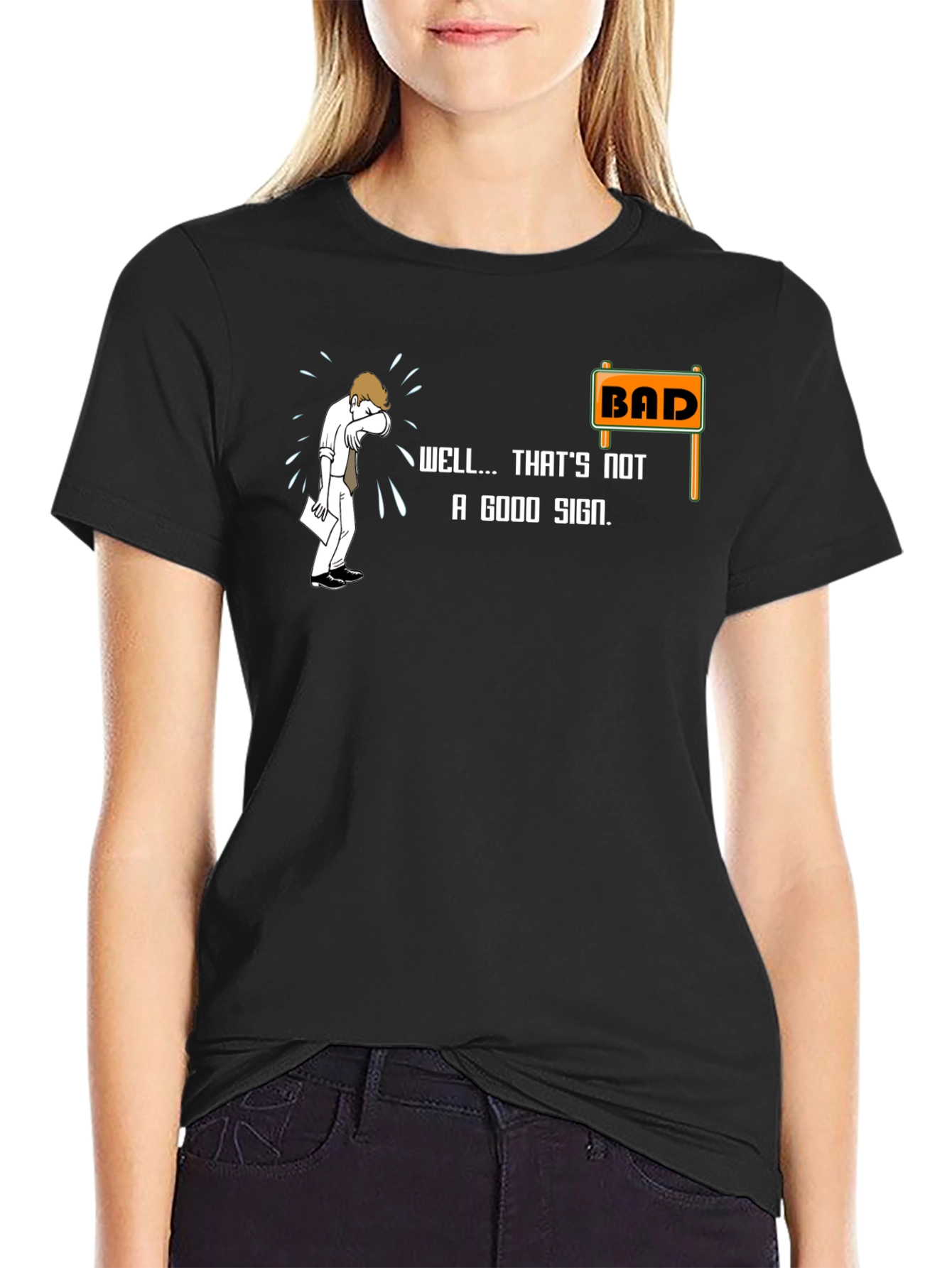 Black Bad Sign T-Shirt - Funny Graphic Tee view 2