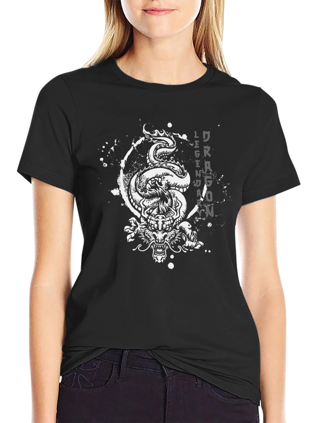 Black Dragon Legend Graphic Black T-Shirt view 2