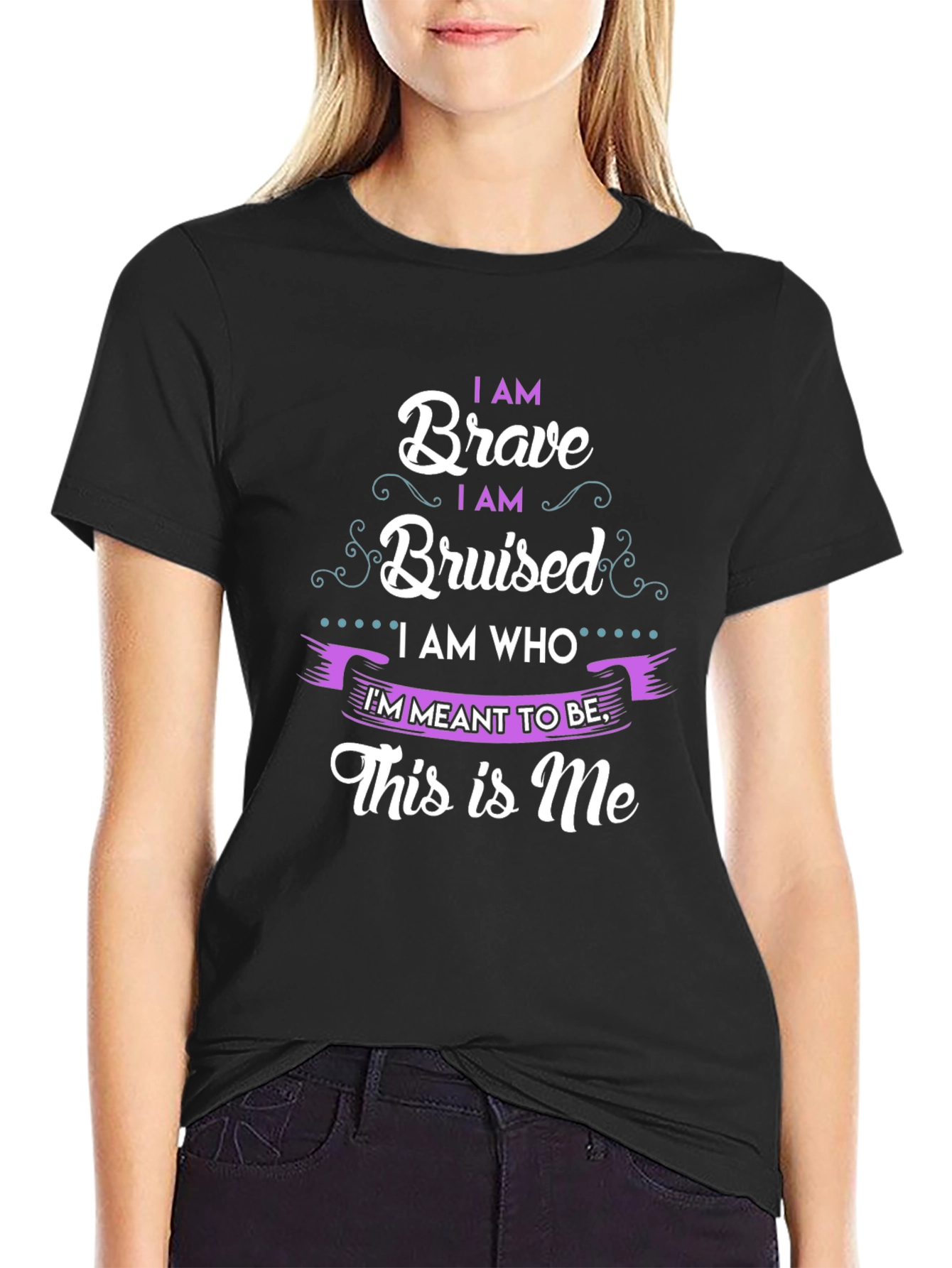 Black I am Brave Bruised T-Shirt view 2
