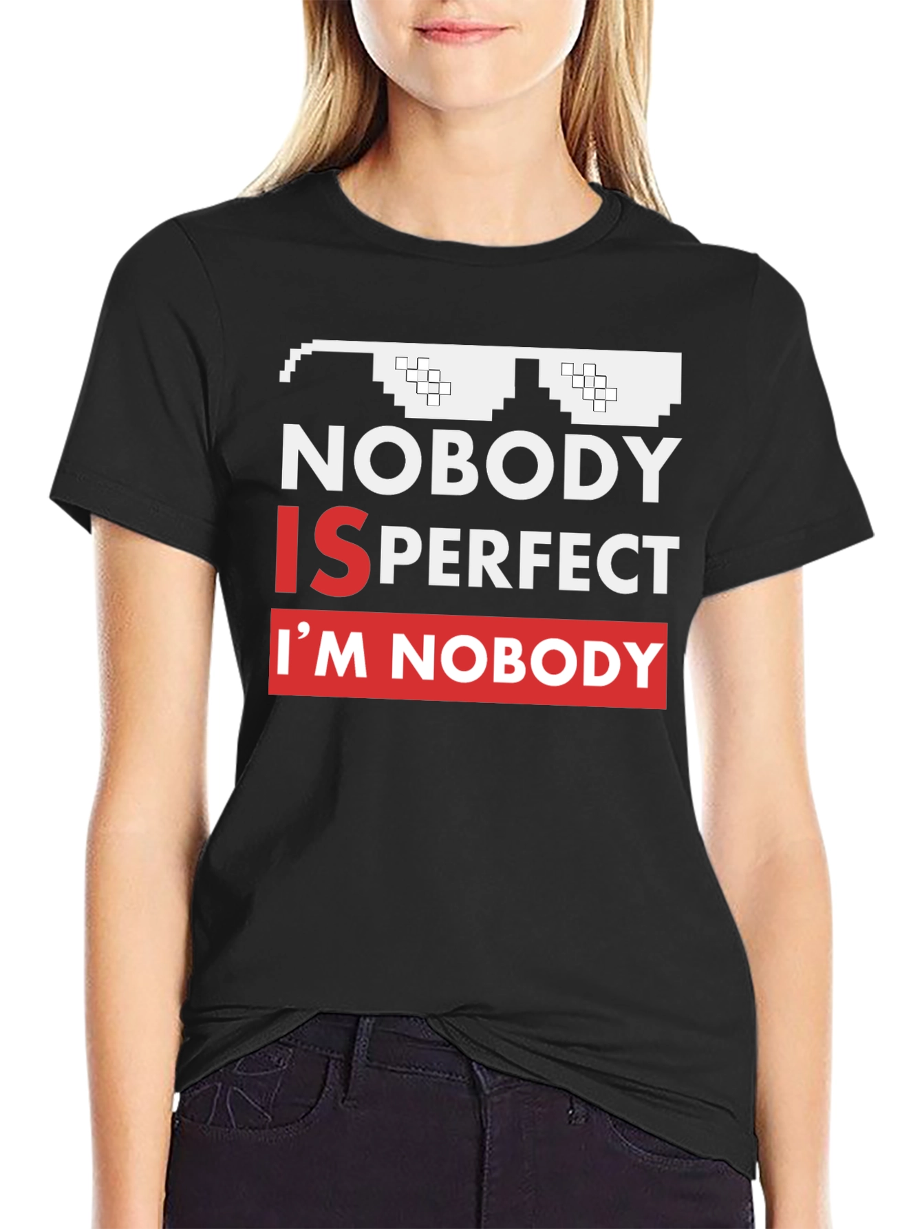 Black Nobody Is Perfect Funny Graphic Tee view 2