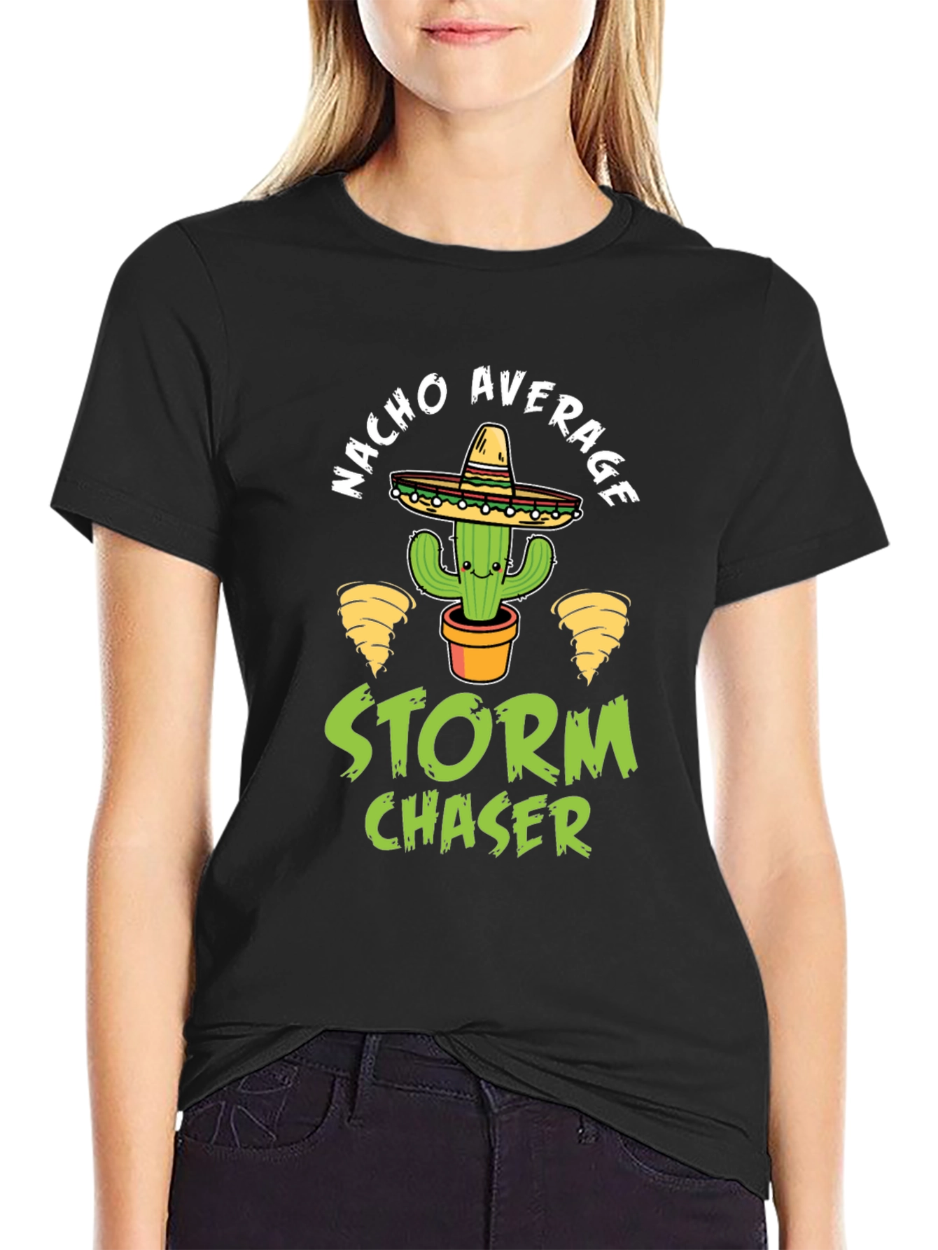 Black Nacho Average Storm Chaser T-Shirt view 2