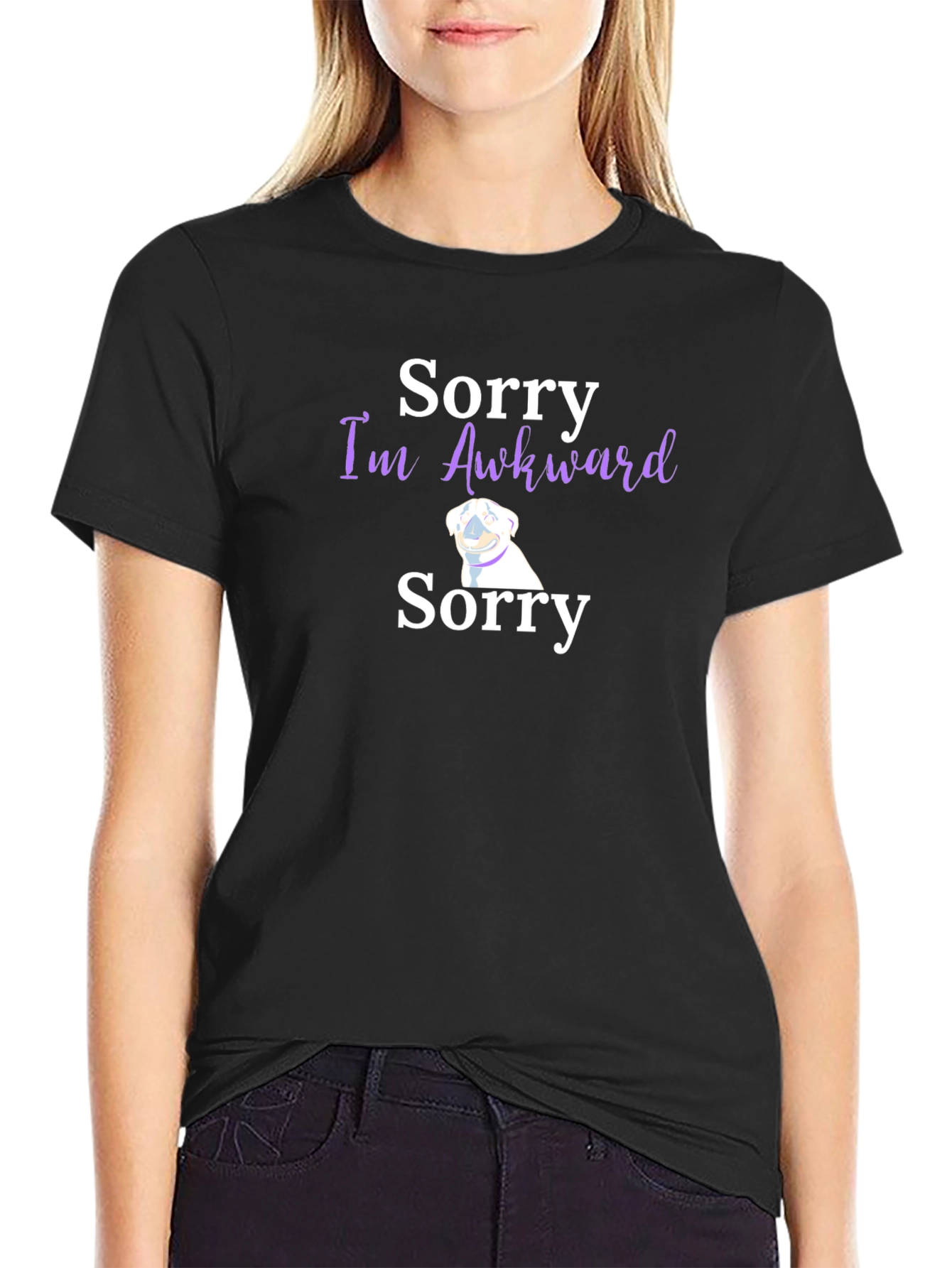 Black Sorry I'm Awkward Graphic T-Shirt view 2
