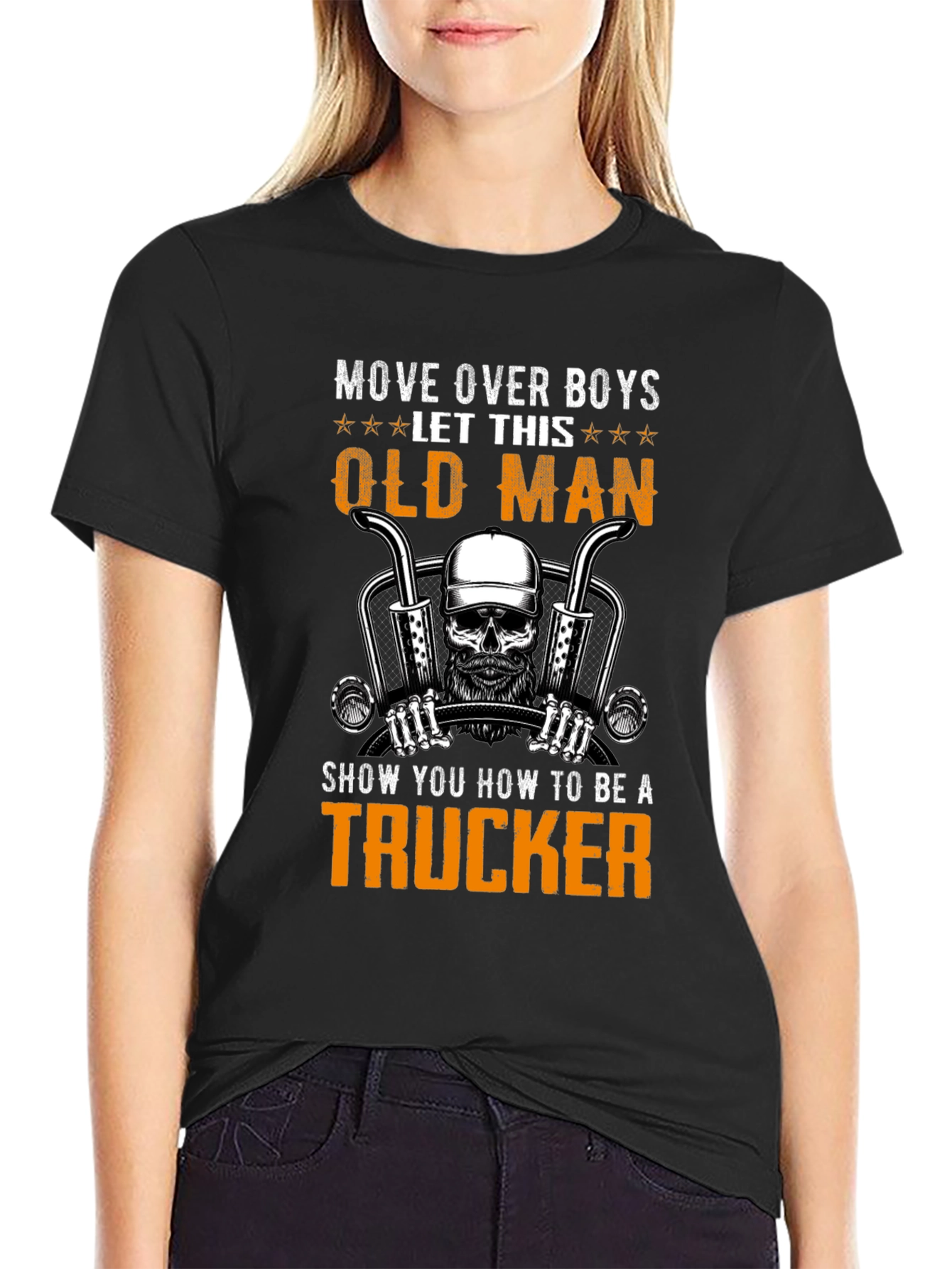 Black Trucker Old Man T-Shirt view 2