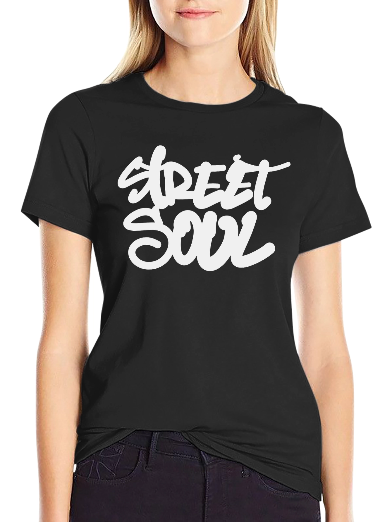 Black Street Soul Graphic Tee - Stylish Black T-Shirt view 2