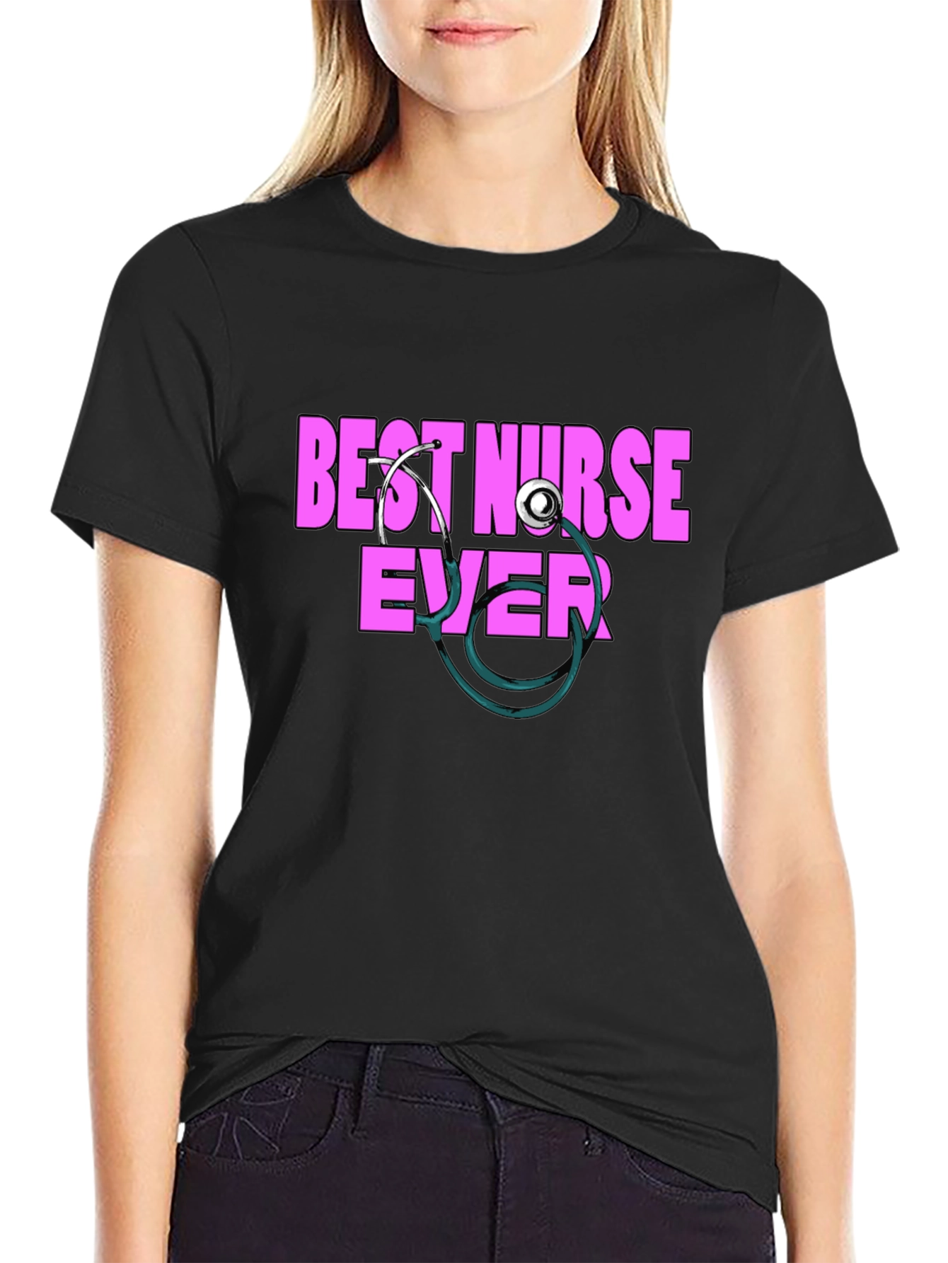 Black Best Nurse Ever T-Shirt - Stylish Medical Apparel view 2