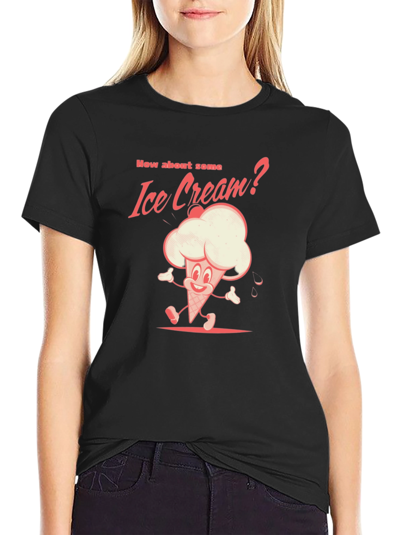 Black Retro Ice Cream T-Shirt - Fun Foodie Tee view 2