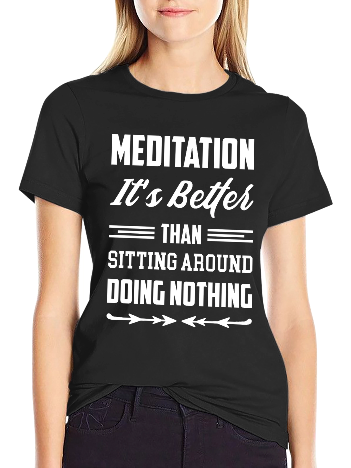 Black Meditation Better Than Nothing Graphic T-Shirt view 2