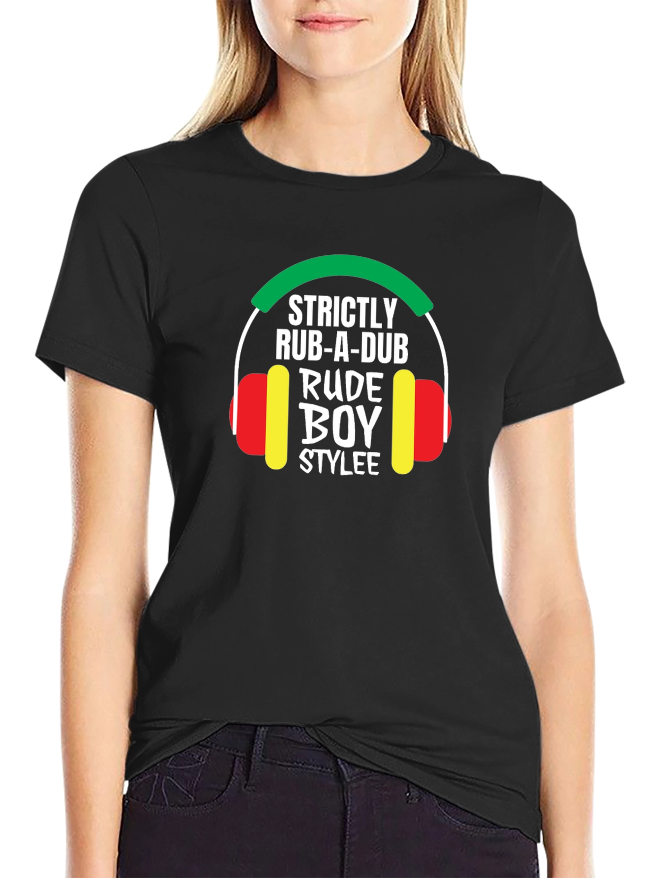 Black Strictly Rub-A-Dub Rude Boy Stylee Black T-Shirt view 2