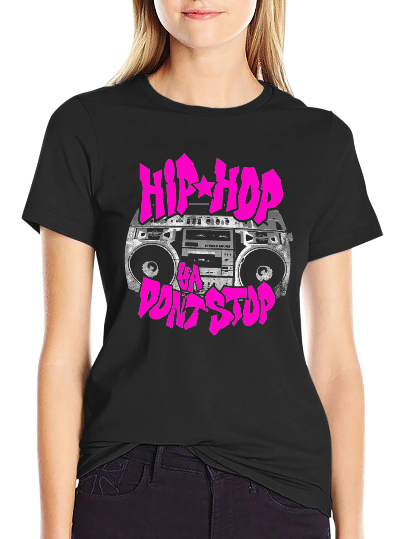 Black Hip Hop Ya Dont Stop Graphic T-Shirt view 2