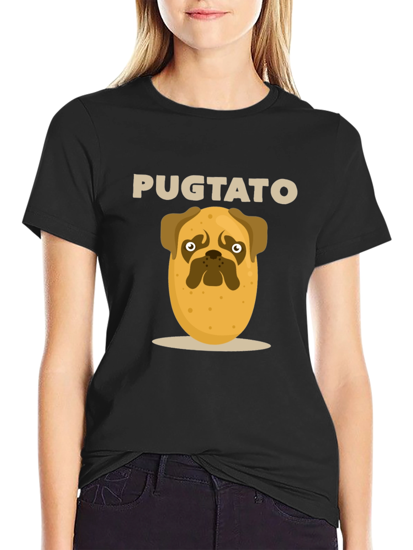 Black Pugtato Funny Graphic Tee view 2