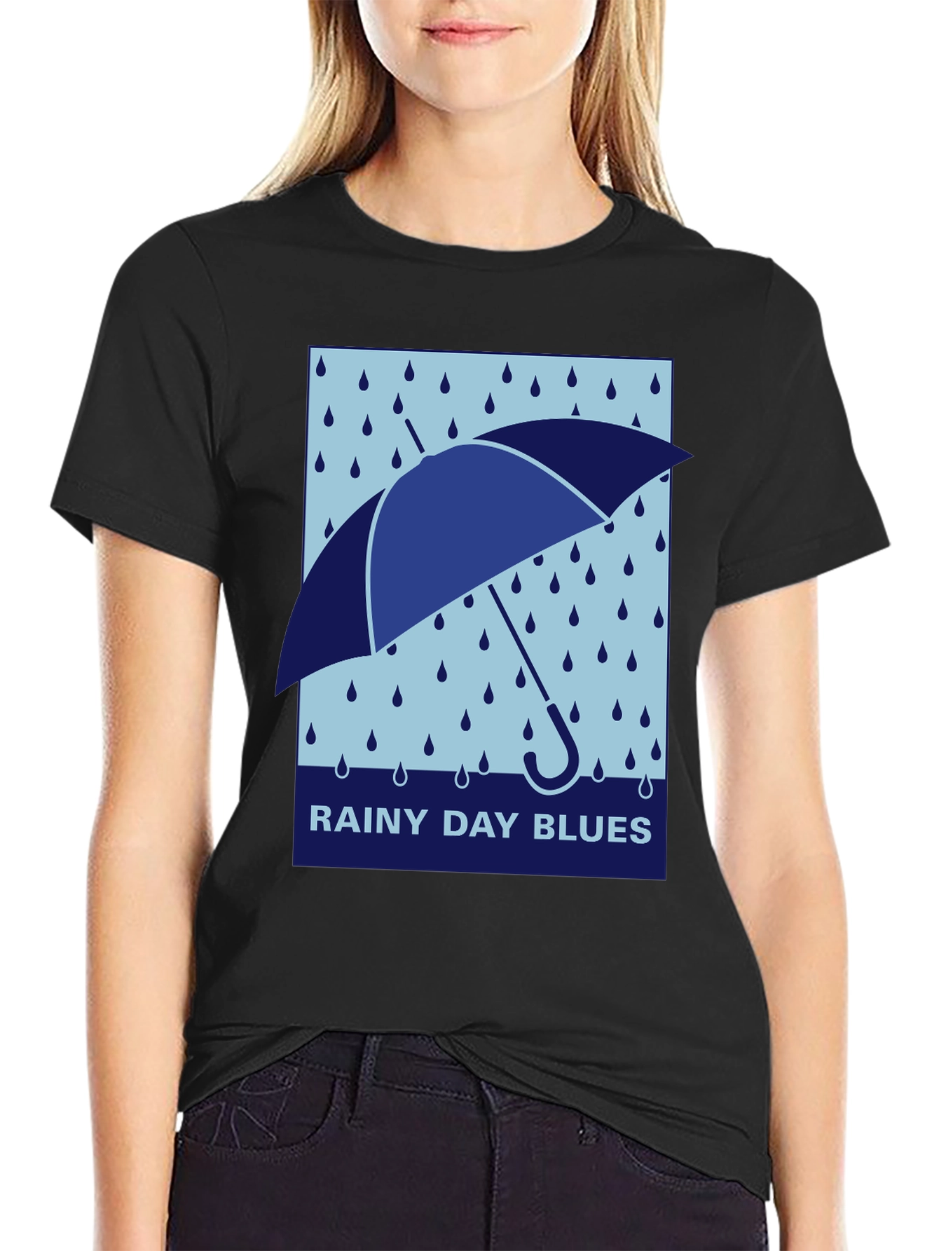 Black Rainy Day Blues Graphic Tee - Stylish & Comfortable view 2