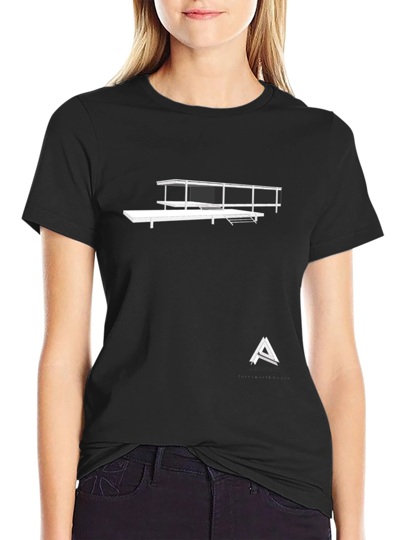 Black Modernist Architecture T-Shirt - Black view 2