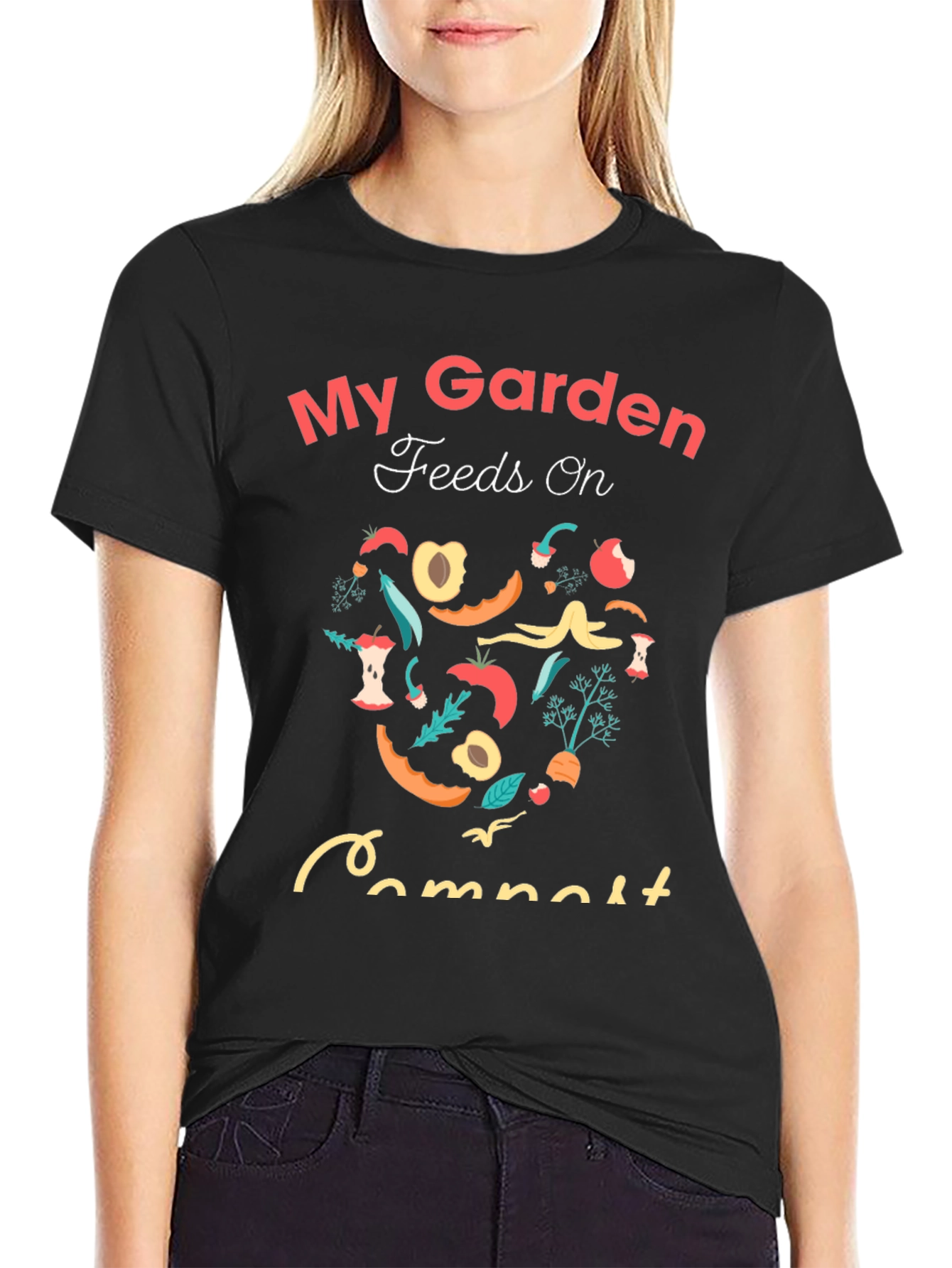 Black My Garden Feeds on Compost T-Shirt view 2