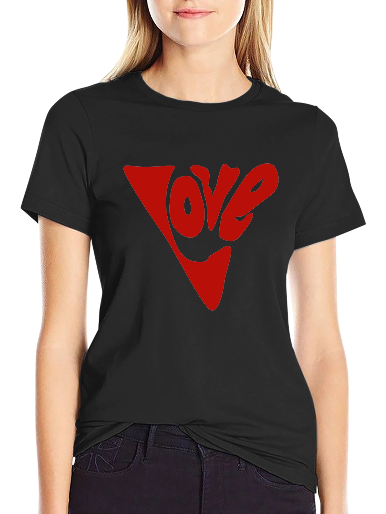 Black Love Graphic Tee - Red Inverted Triangle Print view 2