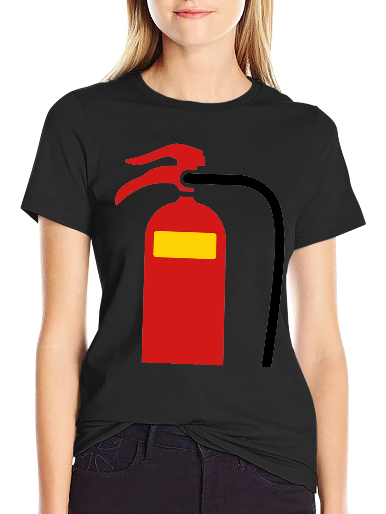 Black Fire Extinguisher Graphic Tee - Novelty T-Shirt view 2