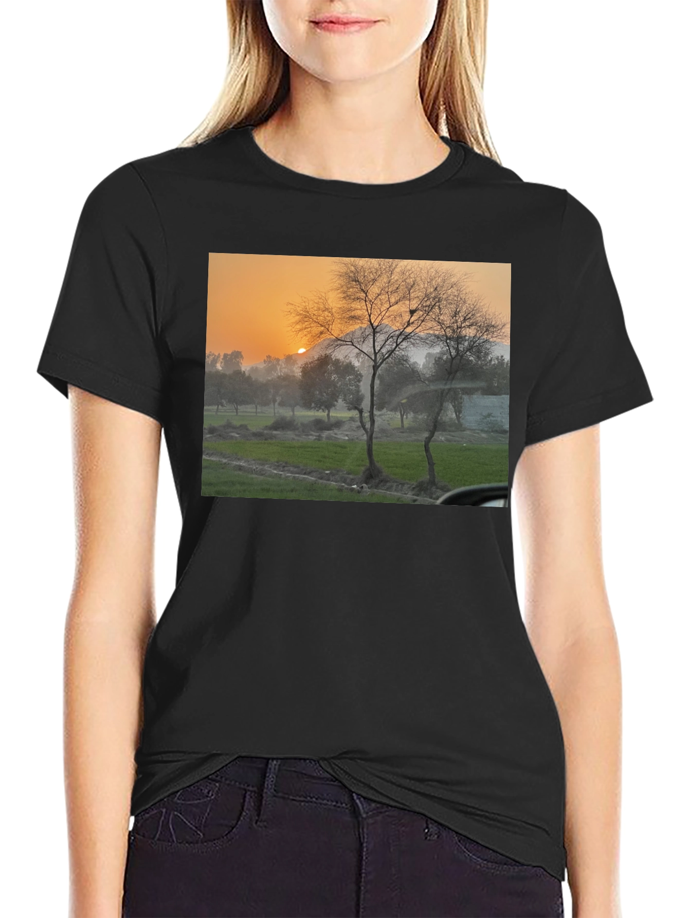 Black Nature Scene Black T-Shirt view 2