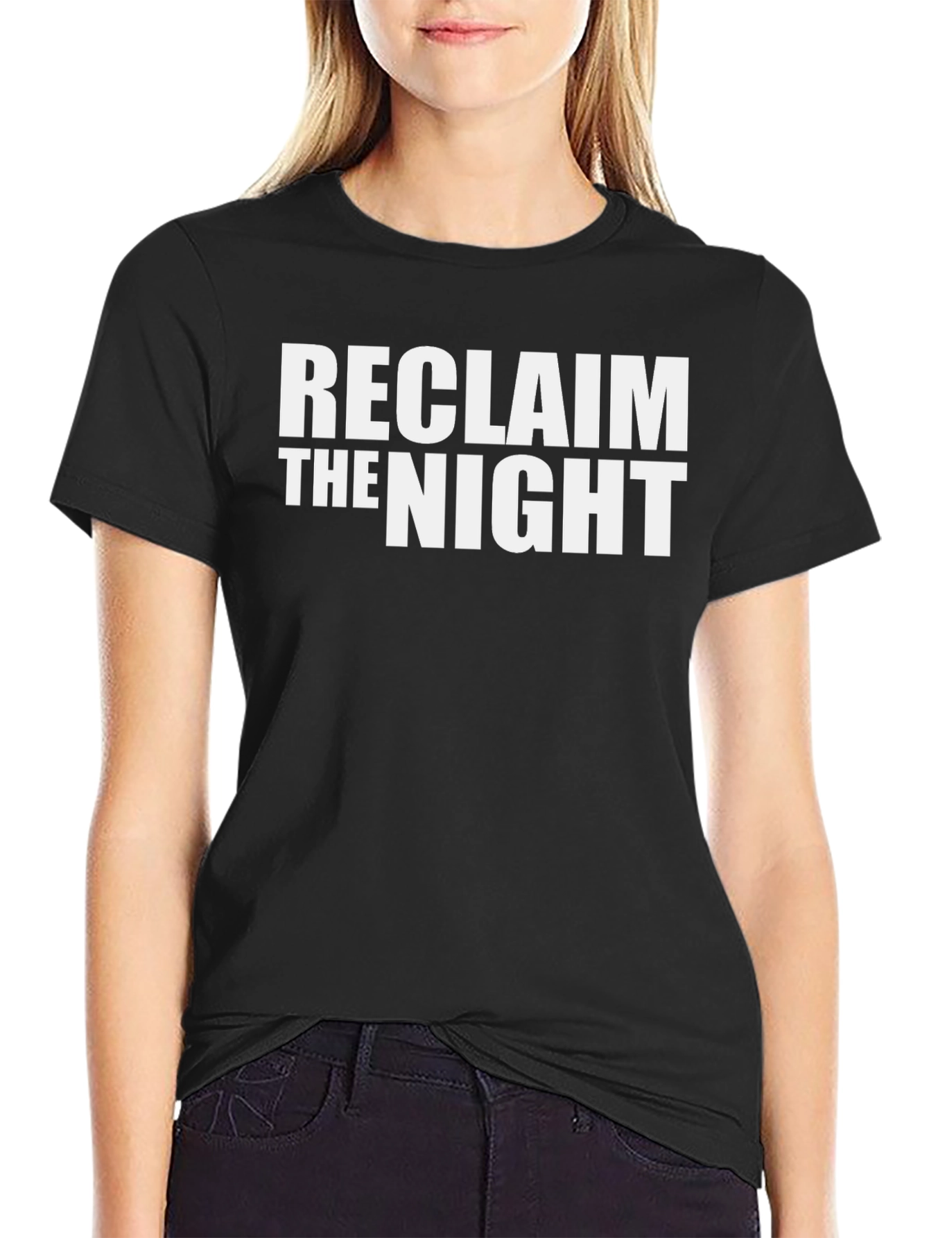 Black Reclaim The Night Graphic Tee - Bold Statement T-Shirt view 2