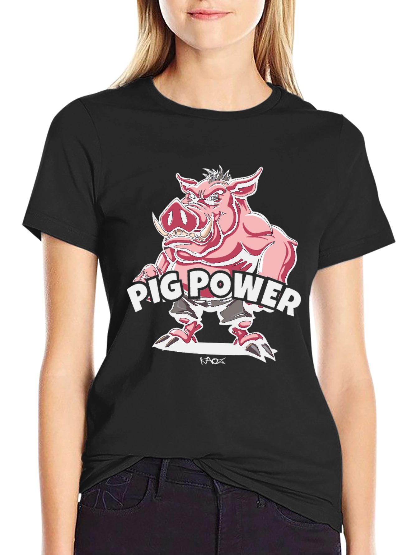 Black Pig Power Graphic Tee - Black view 2