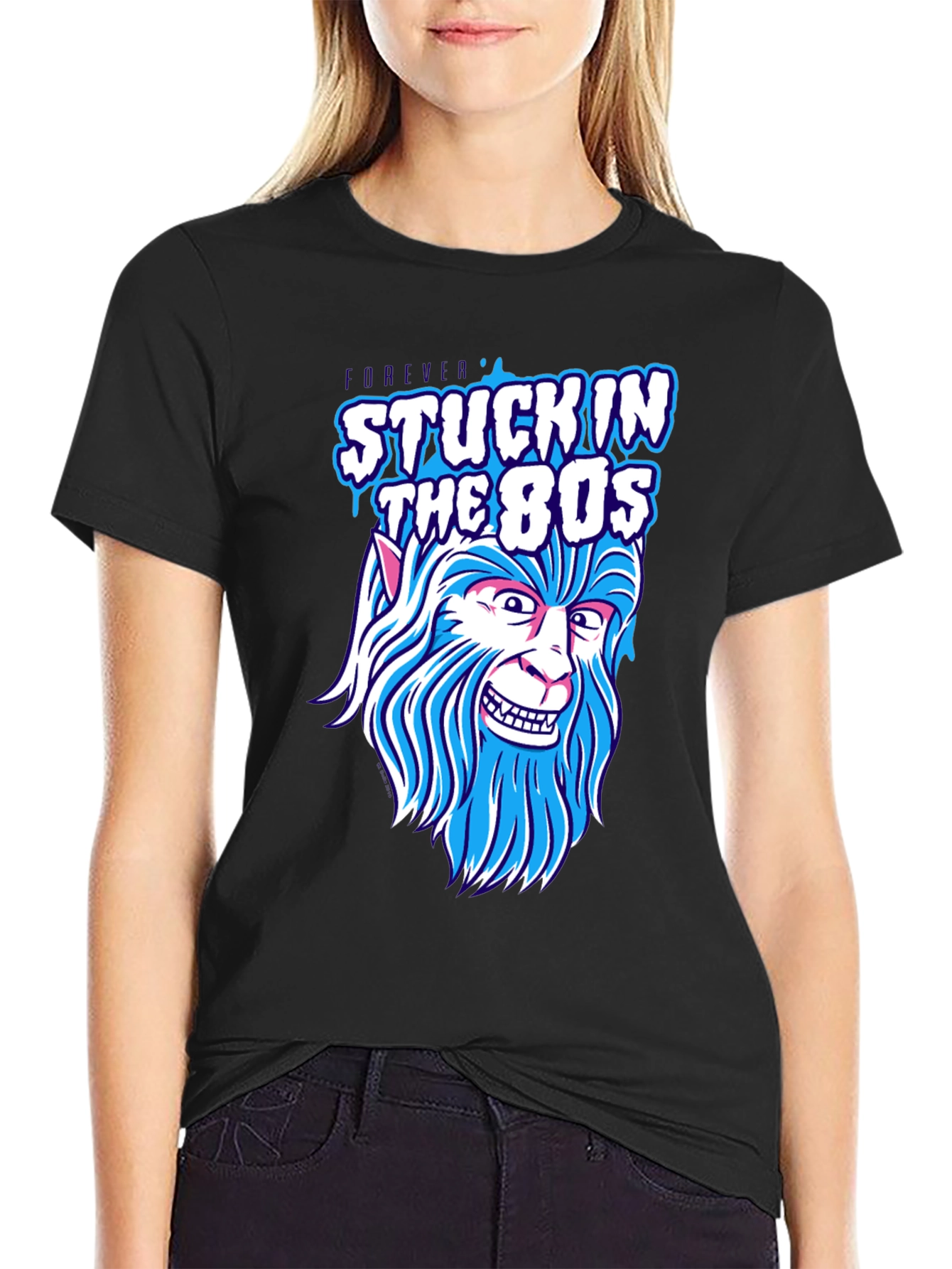 Black Stuck in the 80s Werewolf Graphic Tee view 2
